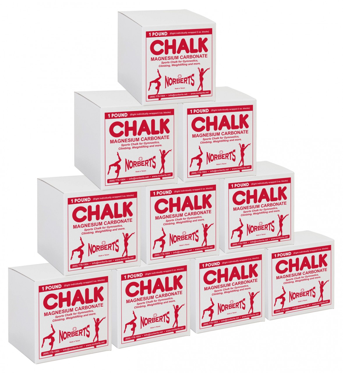 Taiwanese Gymnastic Block Chalk, 10 One-lb Boxes *FREE SHIPPING!* -  Norbert's Athletic Products, Inc.